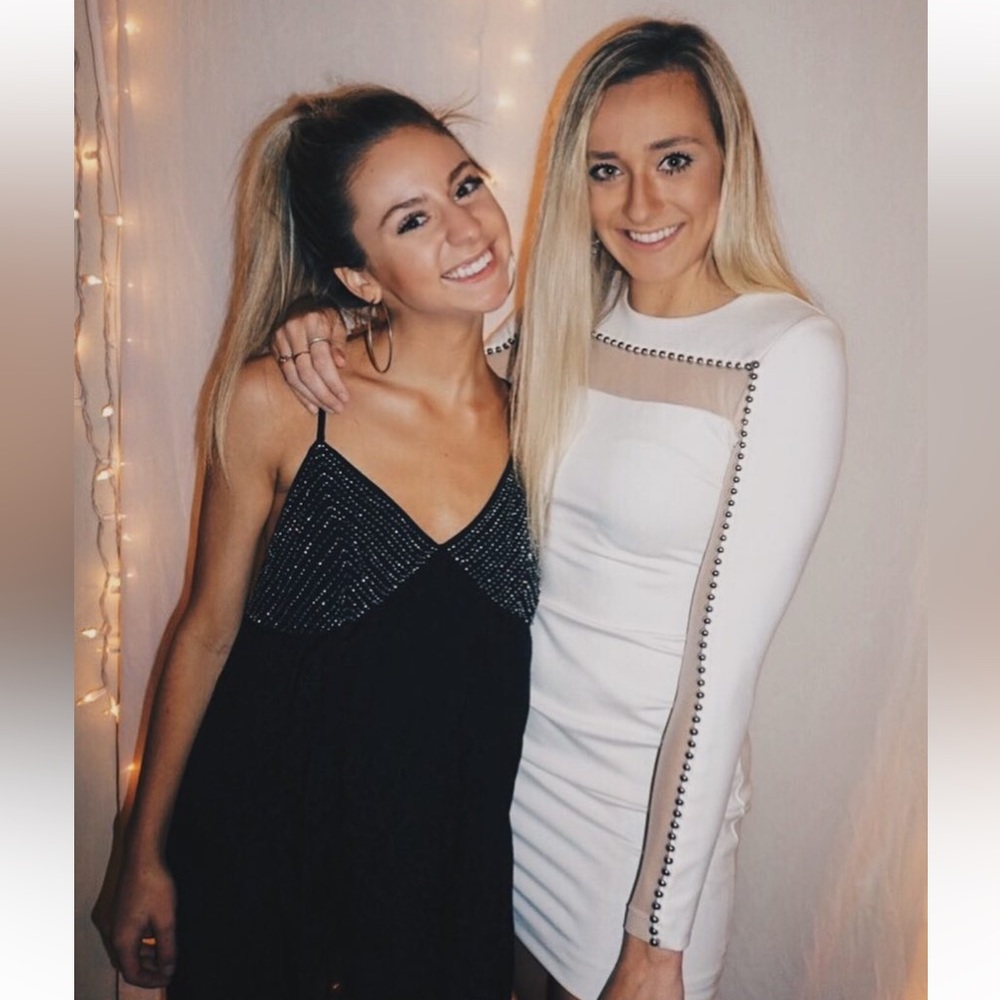 GUESS White Beaded/Mesh Dress